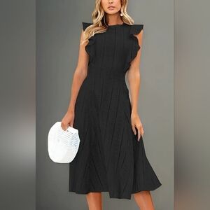 ECOWISH Womens Dresses Elegant Wedding Cocktail Ruffle Cap Sleeves Summer A-Line